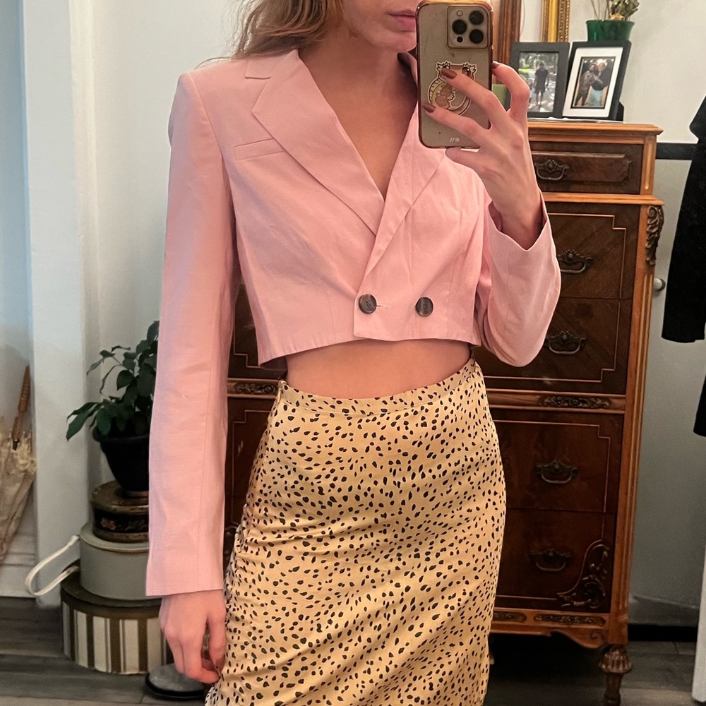 ASOS light pink cropped blazer
